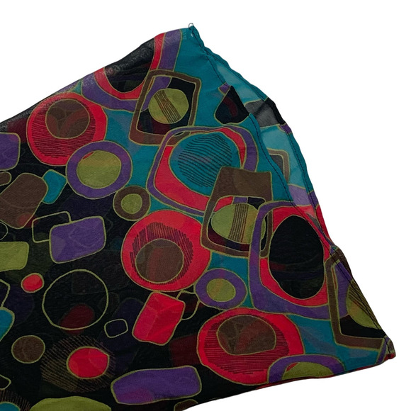 Bisou Bisou Michele Bohbot 3/4 Bell Sleeve Tunic/Top Black Multi Geometric XS - Picture 7 of 9